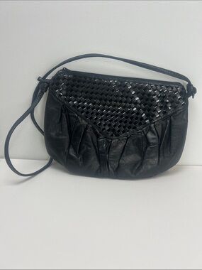 Vintage Black Woven Genuine Leather Purse L.J. Simone Chic